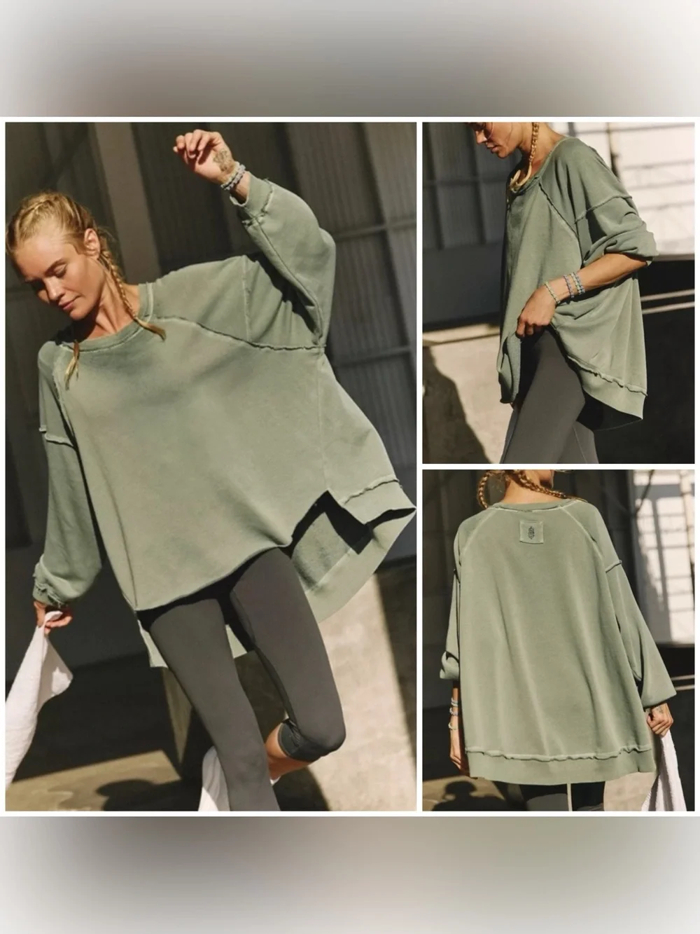NWOT Free People FP Movement One To Beat Pullover - Eucalyptus green - XS